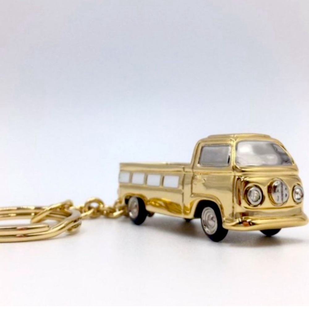 Rare Alexis Bittar Limited Edition VW Bus Keychain | Gold & Silver Tone, Crystal